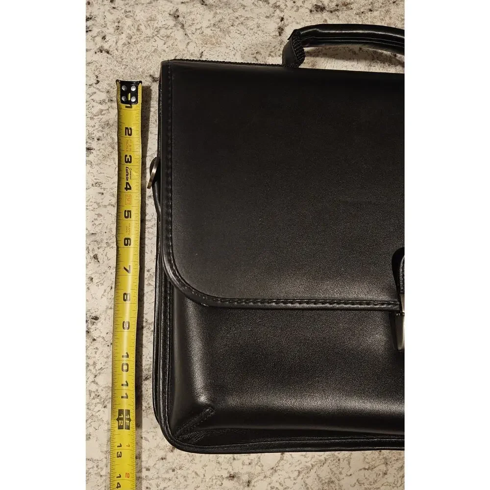 Samsonite Black Briefcase/Document Case Lock Zip Top Handle Organizer Leather